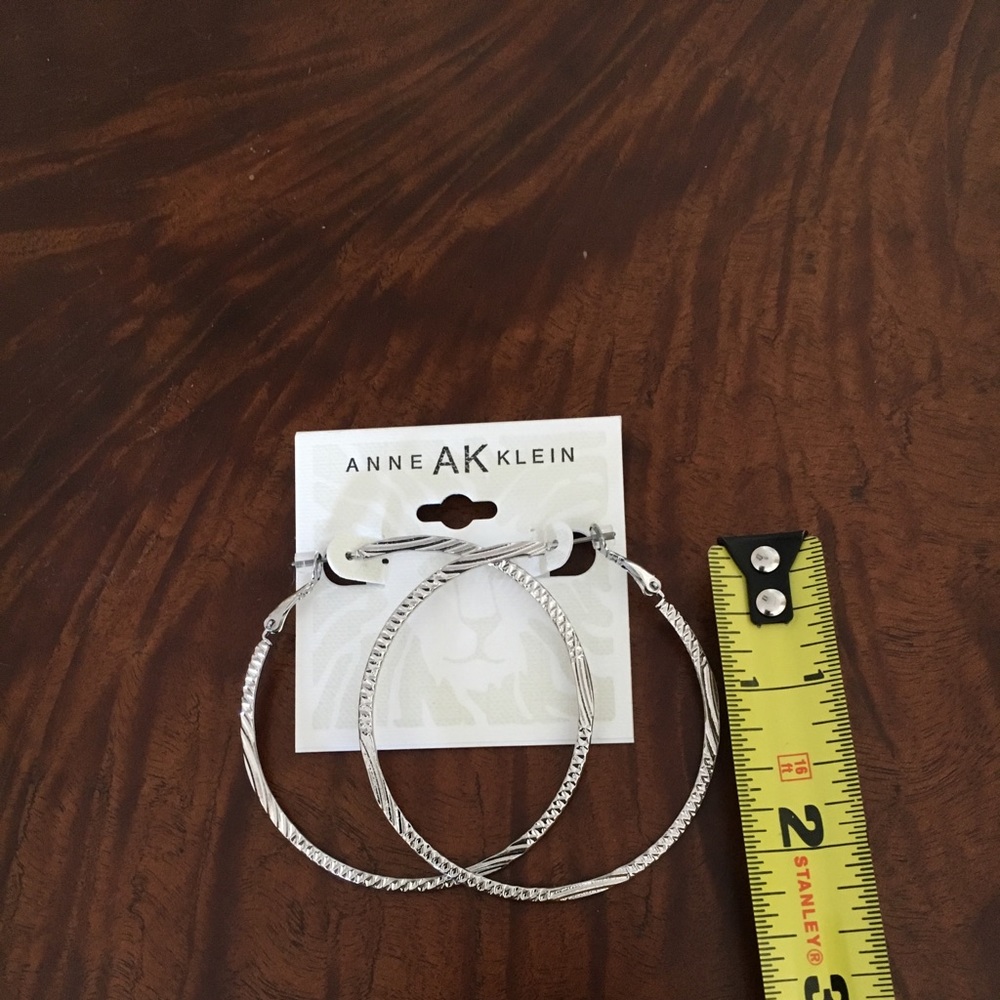 Anne Klein Silver Tone Large Hoop Earrings